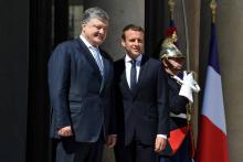 Le président français Emmanuel Macron reçoit son homologue ukrainien Petro Poroshenko le 26 juin 201