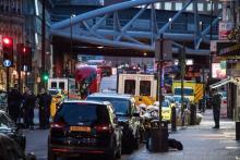 La police dans le quartier de Borough Market, à Londres, le 4 juin 2017 au lendemain d'une attaque t