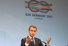 Le président français Emmanuel Macron à Hambourg, en Allemagne, le 8 juillet 2017