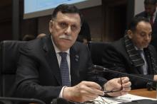 Le chef du gouvernement d'union libyen (GNA), Fayez al-Sarraj lors d'un sommet à Rome le 20 mars 201