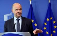 Le commissaire européen aux Affaires économiques Pierre Moscovici s'adressant à la presse à Bruxelle