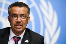 Tedros Adhanom Ghebreyesus, après son élection à la tête de l'OMS, le 24 mai 2017 à Genève