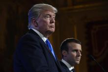 Le président américain Donald Trump et le président français Emmanuel Macron au Palais de l'Elysée à