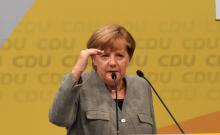 La chancelière allemande Angela Merkel le 12 août 2017 à Dortmund en Allemagne