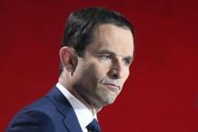 Le candidat du Parti socialiste à la présidentielle Benoît Hamon lors du deuxième débat télévisé ent