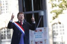 Jean-Luc Mélenchon, président de La France Insoumise, lors de la manifestation contre la réforme du 