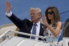 Le président américain Donald Trump et la Première Dame Melania Trump le 14 juillet 2017 sur la pass