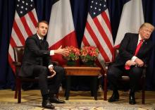 Les présidents français Emmanuel Macron (g) et américain Donald Trump, le 18 septembre 2017 à New Yo