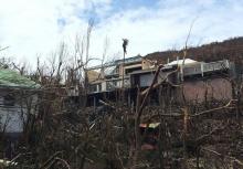 Des maisons après le passage de l'ouragan Irma à Gustravia sur l'île de Saint-Barthélémy, le 7 septe