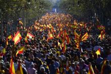 Manifestation pour défendre l'unité de l'Espagne, le 29 octobre 2017 à Barcelone, moins de 48 heures