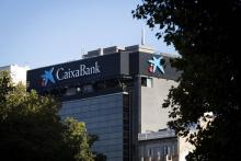 Vue du siège de la banque catalane Caixabank à Palma de Majorque le 6 octobre 2017. Cette grande ban