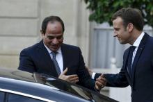 Emmanuel Macron au côté du président égyptien Abdel Fattah al-Sissi, à l'Elysée, le 24 octobre 2017