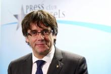 Le président catalan destitué Carles Puigdemont, lors d'une conférence de presse à Bruxelles, le 31 