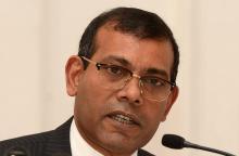 L'opposant en exil Mohamed Nasheed, lors d'une conférence de presse, le 22 janvier 2018 à Colombo, au Sri Lanka