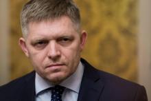 Le Premier ministre slovaque Robert Fico au cours d'une conférence de presse le 14 mars 2018 à Bratislava