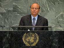 Photo du président yéménite Abd Rabbou Mansour Hadi prise le 26 septembre 2012 lors de l'Assemblée générale de l'ONU à New York