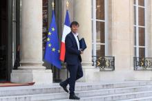 Le ministre de la Transition écologique Nicolas Hulot quitte le palais de l'Elysée après le Conseil des ministres le 9 mai 2018