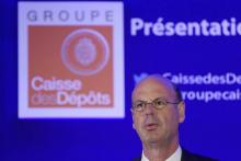 Eric Lombard, le nouveau directeur de la Caisse des dépôts présente les résultats 2017 du groupe à Paris, le 12 avril 2018