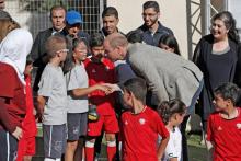 Le prince William rencontre le président palestinien Mahmoud Abbas à Ramallah en Cisjordanie occupée, le 27 juin 2018