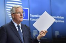 Le négociateur en chef de la Commission européenne, Michel Barnier, donne une conférence de presse le 20 juillet 2018 à Bruxelles