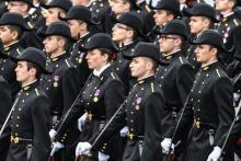 Défilé des élèves de l'Ecole Polytechnique sur les Champs-Elysees le 14 juillet 2019