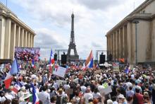 Manifestation anti pass sanitaire à Paris le 24 juillet 2021