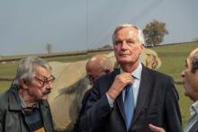 Michel Barnier lors d'une visite au Sommet de l'élevage à Cournon-d'Auvergne, près Clermont-Ferrand, le 7 octobre 2021