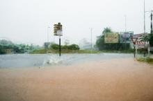 Une route inondée à Basse-Terre après le passage de la tempête Fiona sur la Guadeloupe, le 17…